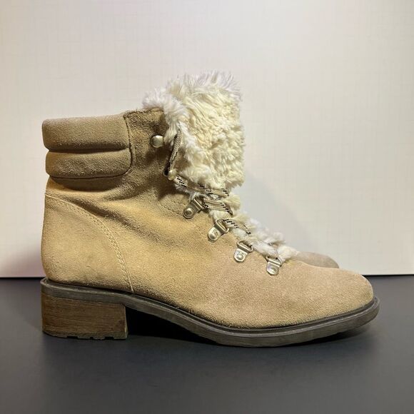 Womens SAM EDELMAN Darrah 2 Tan Suede Lace Up Hiker Snow Boots / Size 8 - Picture 2 of 11